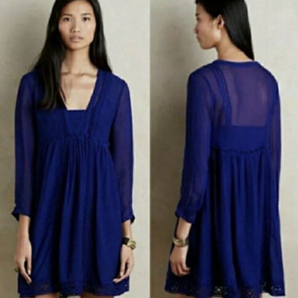 Elegant Blue Sheer Dress